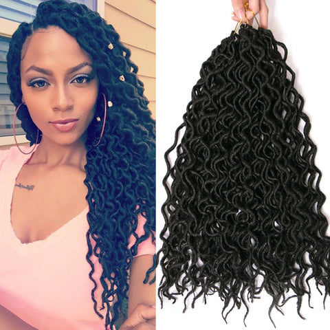Qp hairCrochet Braid hair Synthetic Faux Locs Curly Hair 16 inch 75g/pcs,24 Strands/Piece Braiding Hair Extensions Black Blonde