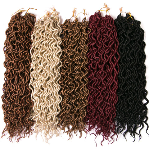Qp hairCrochet Braid hair Synthetic Faux Locs Curly Hair 16 inch 75g/pcs,24 Strands/Piece Braiding Hair Extensions Black Blonde