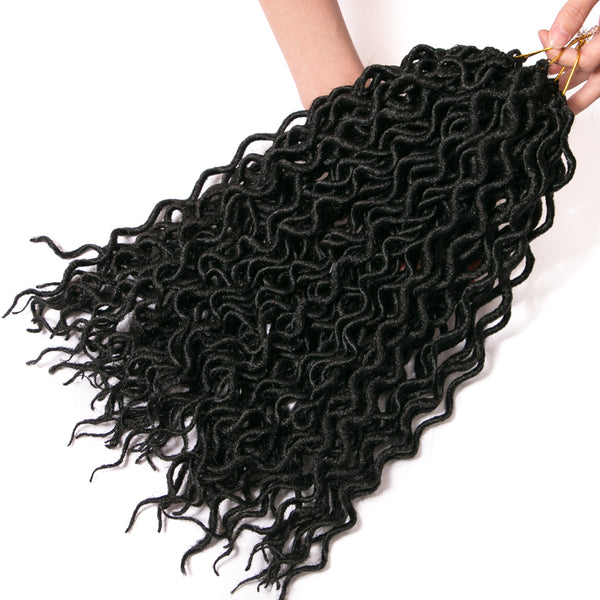 Qp hairCrochet Braid hair Synthetic Faux Locs Curly Hair 16 inch 75g/pcs,24 Strands/Piece Braiding Hair Extensions Black Blonde