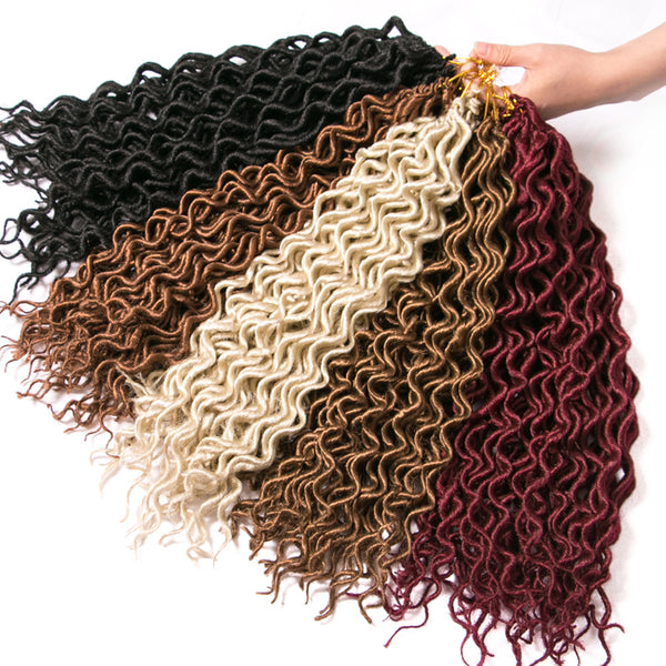 Qp hairCrochet Braid hair Synthetic Faux Locs Curly Hair 16 inch 75g/pcs,24 Strands/Piece Braiding Hair Extensions Black Blonde