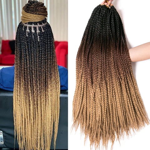Qp hairCrochet Braids Box Braid Synthetic 24 Inch 6 Pcs/lot 22 Roots/pcs Ombre Braiding Hair Extension Heat Fiber Bulk braid Blue Grey