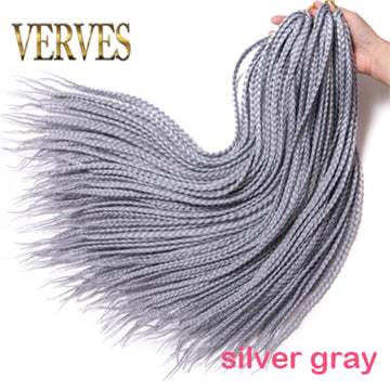 Qp hairCrochet Braids Box Braid Synthetic 24 Inch 6 Pcs/lot 22 Roots/pcs Ombre Braiding Hair Extension Heat Fiber Bulk braid Blue Grey