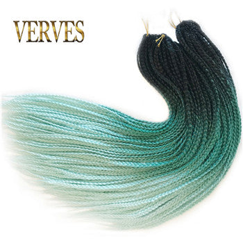 Qp hairCrochet Braids Synthetic 24 inch Box Braid 7 Pcs/lot 22 Roots/pcs Ombre Braiding Hair Extension Heat Fiber Bulk Braid Pink Blue
