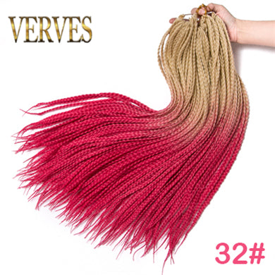 Qp hairCrochet Braids Synthetic 24 inch Box Braid 7 Pcs/lot 22 Roots/pcs Ombre Braiding Hair Extension Heat Fiber Bulk Braid Pink Blue