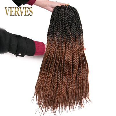 Qp hairCrochet Braids Synthetic 24 inch Box Braid 7 Pcs/lot 22 Roots/pcs Ombre Braiding Hair Extension Heat Fiber Bulk Braid Pink Blue