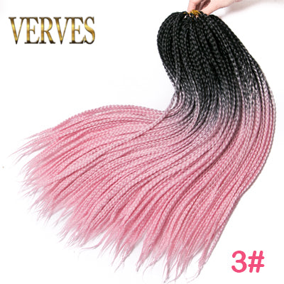 Qp hairCrochet Braids Synthetic 24 inch Box Braid 7 Pcs/lot 22 Roots/pcs Ombre Braiding Hair Extension Heat Fiber Bulk Braid Pink Blue