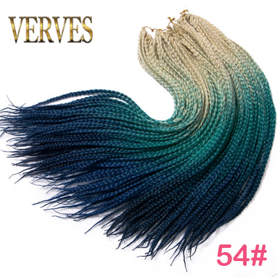 Qp hairCrochet Braids Synthetic 24 inch Box Braid 7 Pcs/lot 22 Roots/pcs Ombre Braiding Hair Extension Heat Fiber Bulk Braid Pink Blue