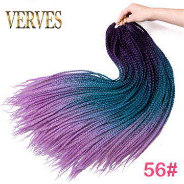 Qp hairCrochet Braids Synthetic 24 inch Box Braid 7 Pcs/lot 22 Roots/pcs Ombre Braiding Hair Extension Heat Fiber Bulk Braid Pink Blue