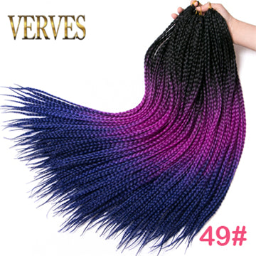 Qp hairCrochet Braids Synthetic 24 inch Box Braid 7 Pcs/lot 22 Roots/pcs Ombre Braiding Hair Extension Heat Fiber Bulk Braid Pink Blue