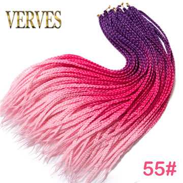 Qp hairCrochet Braids Synthetic 24 inch Box Braid 7 Pcs/lot 22 Roots/pcs Ombre Braiding Hair Extension Heat Fiber Bulk Braid Pink Blue
