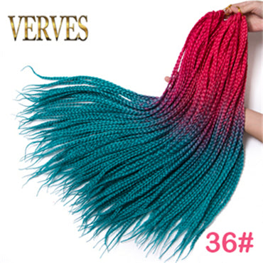 Qp hairCrochet Braids Synthetic 24 inch Box Braid 7 Pcs/lot 22 Roots/pcs Ombre Braiding Hair Extension Heat Fiber Bulk Braid Pink Blue