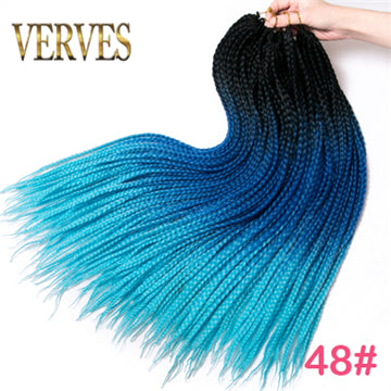 Qp hairCrochet Braids Synthetic 24 inch Box Braid 7 Pcs/lot 22 Roots/pcs Ombre Braiding Hair Extension Heat Fiber Bulk Braid Pink Blue