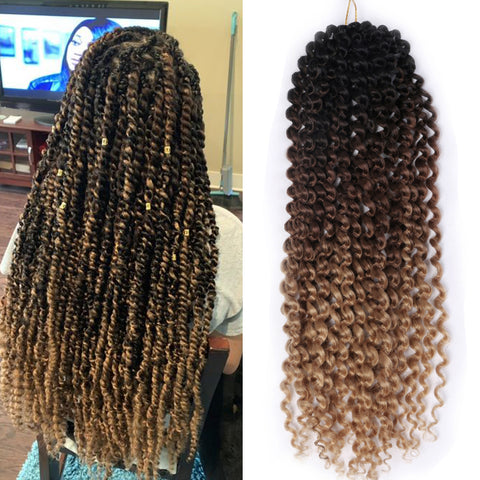 Qp hairCrochet Braids Synthetic Passion Curly Wave Hair 18 inch Ombre Braiding Hair Extentions 22 Strands/Pcs Curl Brown Blonde