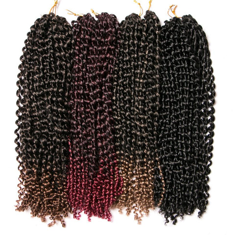Qp hairCrochet Braids Synthetic Passion Curly Wave Hair 18 inch Ombre Braiding Hair Extentions 22 Strands/Pcs Curl Brown Blonde