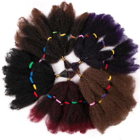 Qp hairCulry Crochet Braids Hair Extensions Synthetic 12 Inch Ombre Braiding Hair Afro Kinky Bulk Twist Braids Black,Bug,Brown
