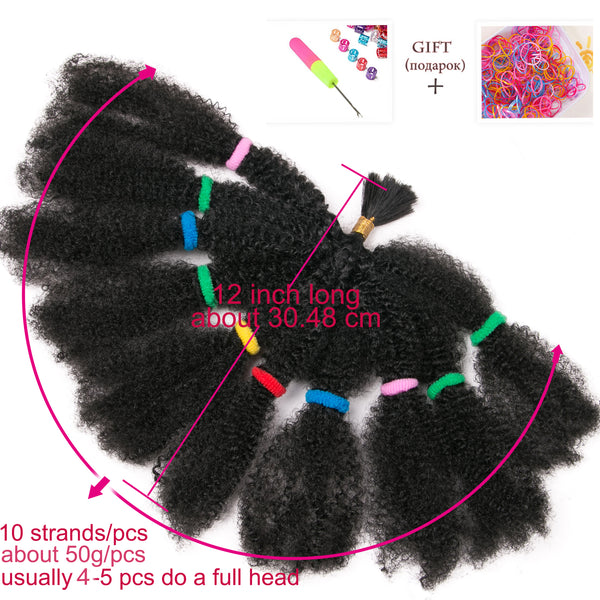 Qp hairCulry Crochet Braids Hair Extensions Synthetic 12 Inch Ombre Braiding Hair Afro Kinky Bulk Twist Braids Black,Bug,Brown