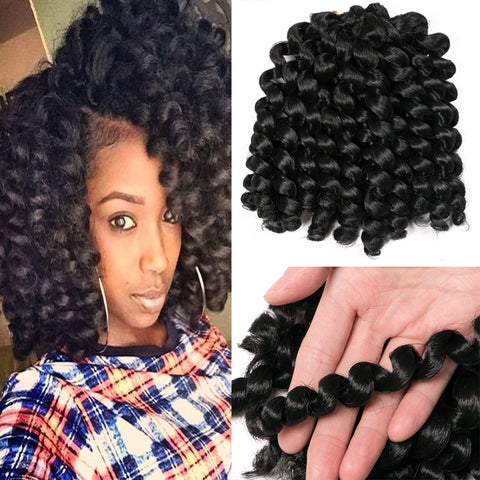 Qp hairCurly Twist Black Synthetic Crochet braids hair 75g/Pack 8 inch 20 Strands/pcs Ombre Braiding Hair Extention Twist