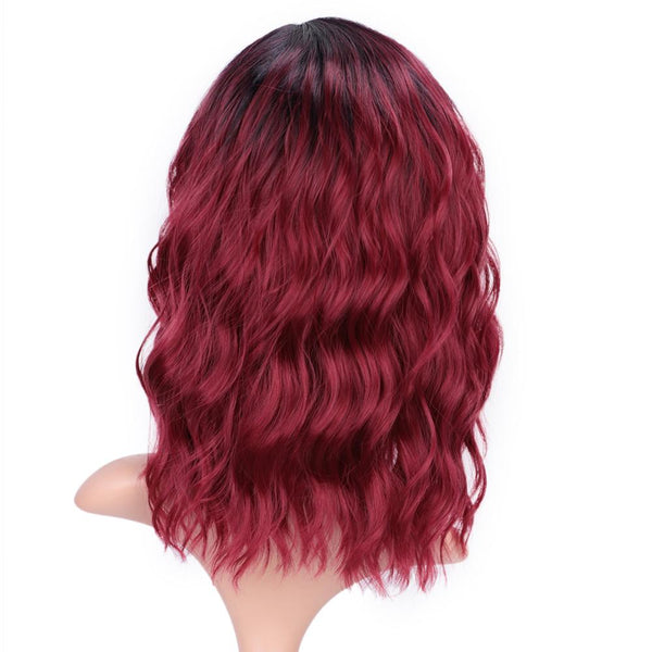Doris BEAUTY Ombre Blonde Short Wig Water Wave Synthetic Wigs for Women Pink Purple Grey Red Black Cosplay Female False Hair