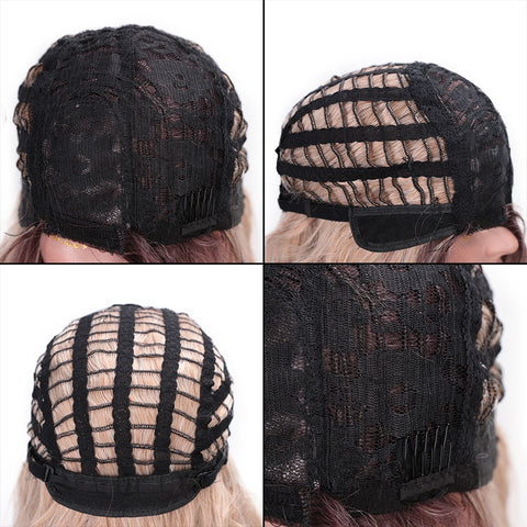 Doris BEAUTY Ombre Blonde Short Wig Water Wave Synthetic Wigs for Women Pink Purple Grey Red Black Cosplay Female False Hair