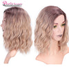 Doris BEAUTY Ombre Blonde Short Wig Water Wave Synthetic Wigs for Women Pink Purple Grey Red Black Cosplay Female False Hair