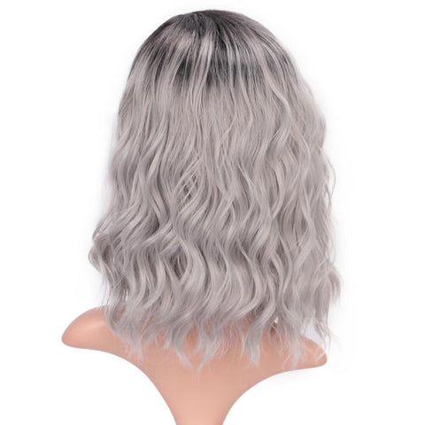 Doris BEAUTY Ombre Blonde Short Wig Water Wave Synthetic Wigs for Women Pink Purple Grey Red Black Cosplay Female False Hair
