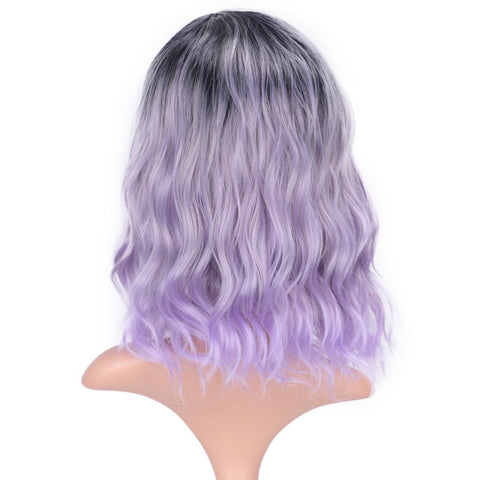 Doris BEAUTY Ombre Blonde Short Wig Water Wave Synthetic Wigs for Women Pink Purple Grey Red Black Cosplay Female False Hair