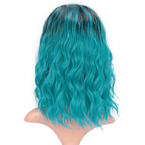 Doris BEAUTY Ombre Blonde Short Wig Water Wave Synthetic Wigs for Women Pink Purple Grey Red Black Cosplay Female False Hair