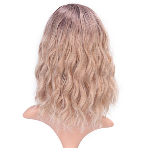 Doris BEAUTY Ombre Blonde Short Wig Water Wave Synthetic Wigs for Women Pink Purple Grey Red Black Cosplay Female False Hair