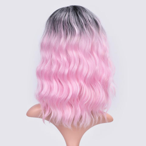 Doris BEAUTY Ombre Blonde Short Wig Water Wave Synthetic Wigs for Women Pink Purple Grey Red Black Cosplay Female False Hair