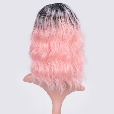 Doris BEAUTY Ombre Blonde Short Wig Water Wave Synthetic Wigs for Women Pink Purple Grey Red Black Cosplay Female False Hair