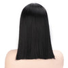 Doris Beauty Black Synthetic Lace Front Wig Short Straight Hair For Women Middle Part Cosplay Blunt Cut Bob Wigs