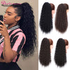 Doris Beauty Long Afro Kinky Curly Ponytail Extension 22 Inch Synthetic Drawstring Corn Hair Piece for Women Black Brown