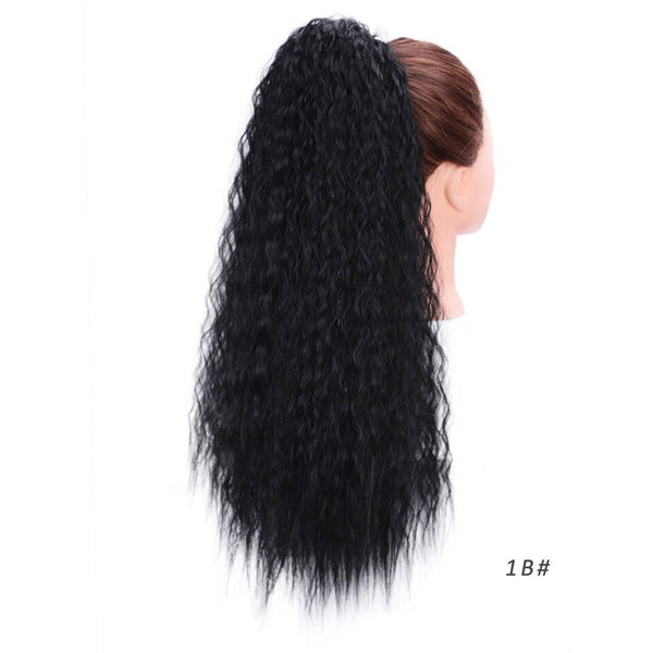 Doris Beauty Long Afro Kinky Curly Ponytail Extension 22 Inch Synthetic Drawstring Corn Hair Piece for Women Black Brown