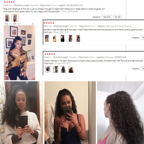 Doris Beauty Long Afro Kinky Curly Ponytail Extension 22 Inch Synthetic Drawstring Corn Hair Piece for Women Black Brown