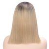 Doris Beauty Ombre Blonde Front Lace Wigs Short Straight Synthetic Wig for Women Middle Part Cosplay Blunt Cut Bob Wigs
