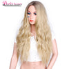 Doris Beauty Ombre Long Wavy Platinum Blonde Wig Synthetic Wigs for Women Cosplay Blond Color Glueless Hair