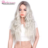 Doris Beauty Ombre Long Wavy Platinum Blonde Wig Synthetic Wigs for Women Cosplay Blond Color Glueless Hair