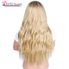 Doris Beauty Ombre Long Wavy Platinum Blonde Wig Synthetic Wigs for Women Cosplay Blond Color Glueless Hair