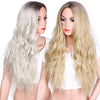 Doris Beauty Platinum Blonde Wig Ombre Long Wavy Synthetic Wigs for Women Cosplay Blond Color Glueless Hair