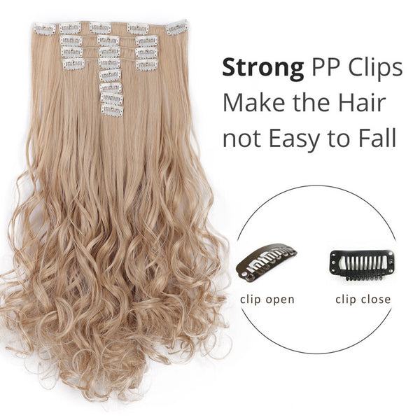 Doris beauty 18 Clips 8 pcs Long Curly Women Clip in Hair Extensions Synthetic Hair Pieces Blonde Black Brown Heat Resistant