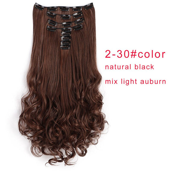 Doris beauty 18 Clips 8 pcs Long Curly Women Clip in Hair Extensions Synthetic Hair Pieces Blonde Black Brown Heat Resistant