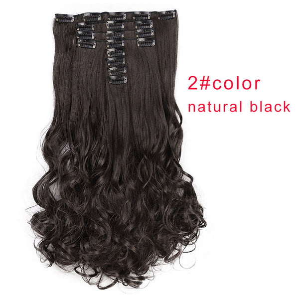 Doris beauty 18 Clips 8 pcs Long Curly Women Clip in Hair Extensions Synthetic Hair Pieces Blonde Black Brown Heat Resistant