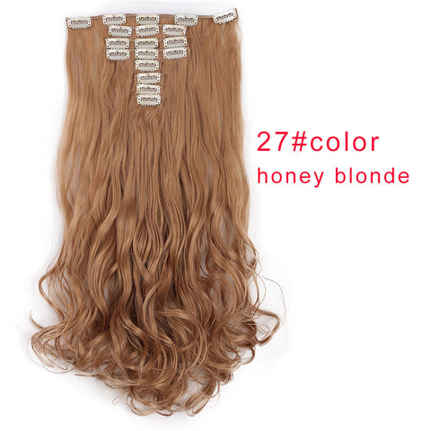 Doris beauty 18 Clips 8 pcs Long Curly Women Clip in Hair Extensions Synthetic Hair Pieces Blonde Black Brown Heat Resistant