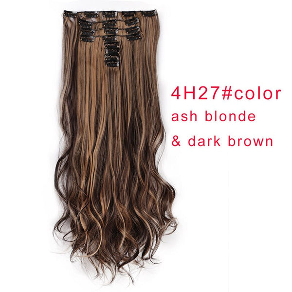 Doris beauty 18 Clips 8 pcs Long Curly Women Clip in Hair Extensions Synthetic Hair Pieces Blonde Black Brown Heat Resistant