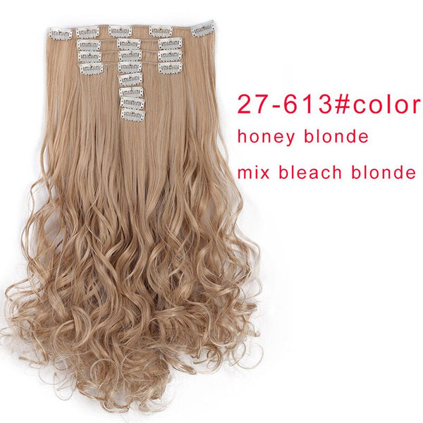 Doris beauty 18 Clips 8 pcs Long Curly Women Clip in Hair Extensions Synthetic Hair Pieces Blonde Black Brown Heat Resistant