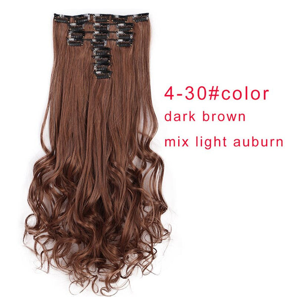 Doris beauty 18 Clips 8 pcs Long Curly Women Clip in Hair Extensions Synthetic Hair Pieces Blonde Black Brown Heat Resistant