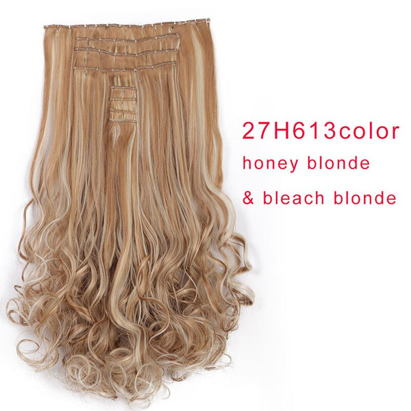 Doris beauty 18 Clips 8 pcs Long Curly Women Clip in Hair Extensions Synthetic Hair Pieces Blonde Black Brown Heat Resistant