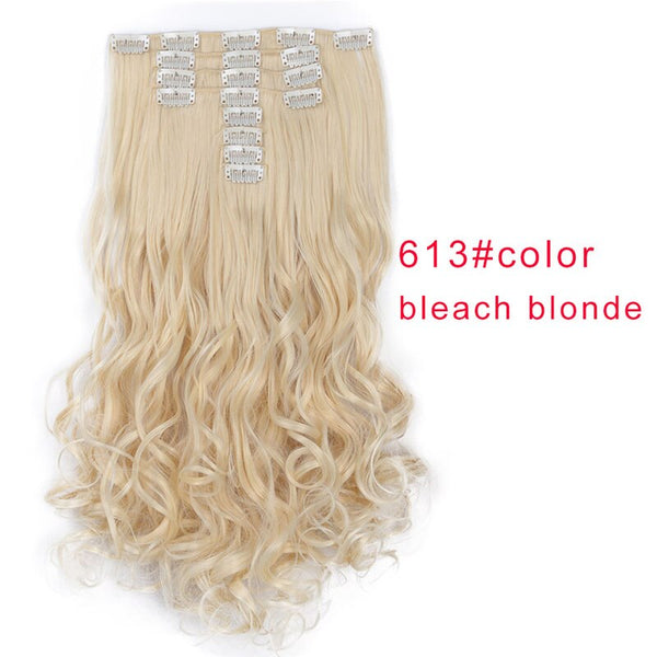 Doris beauty 18 Clips 8 pcs Long Curly Women Clip in Hair Extensions Synthetic Hair Pieces Blonde Black Brown Heat Resistant