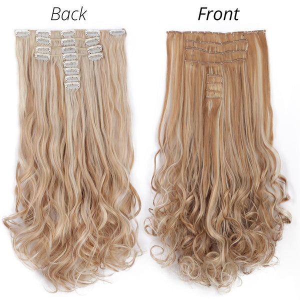 Doris beauty 18 Clips 8 pcs Long Curly Women Clip in Hair Extensions Synthetic Hair Pieces Blonde Black Brown Heat Resistant