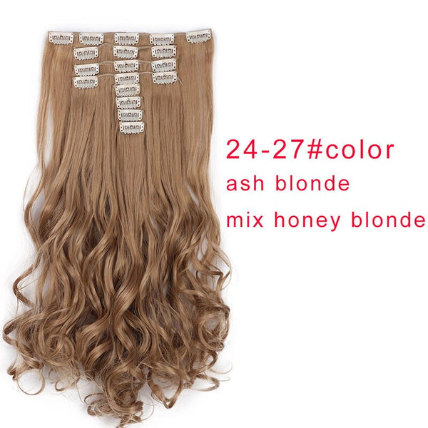 Doris beauty 18 Clips 8 pcs Long Curly Women Clip in Hair Extensions Synthetic Hair Pieces Blonde Black Brown Heat Resistant